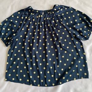 Ann Taylor Navy Blue & Gold Satin Top